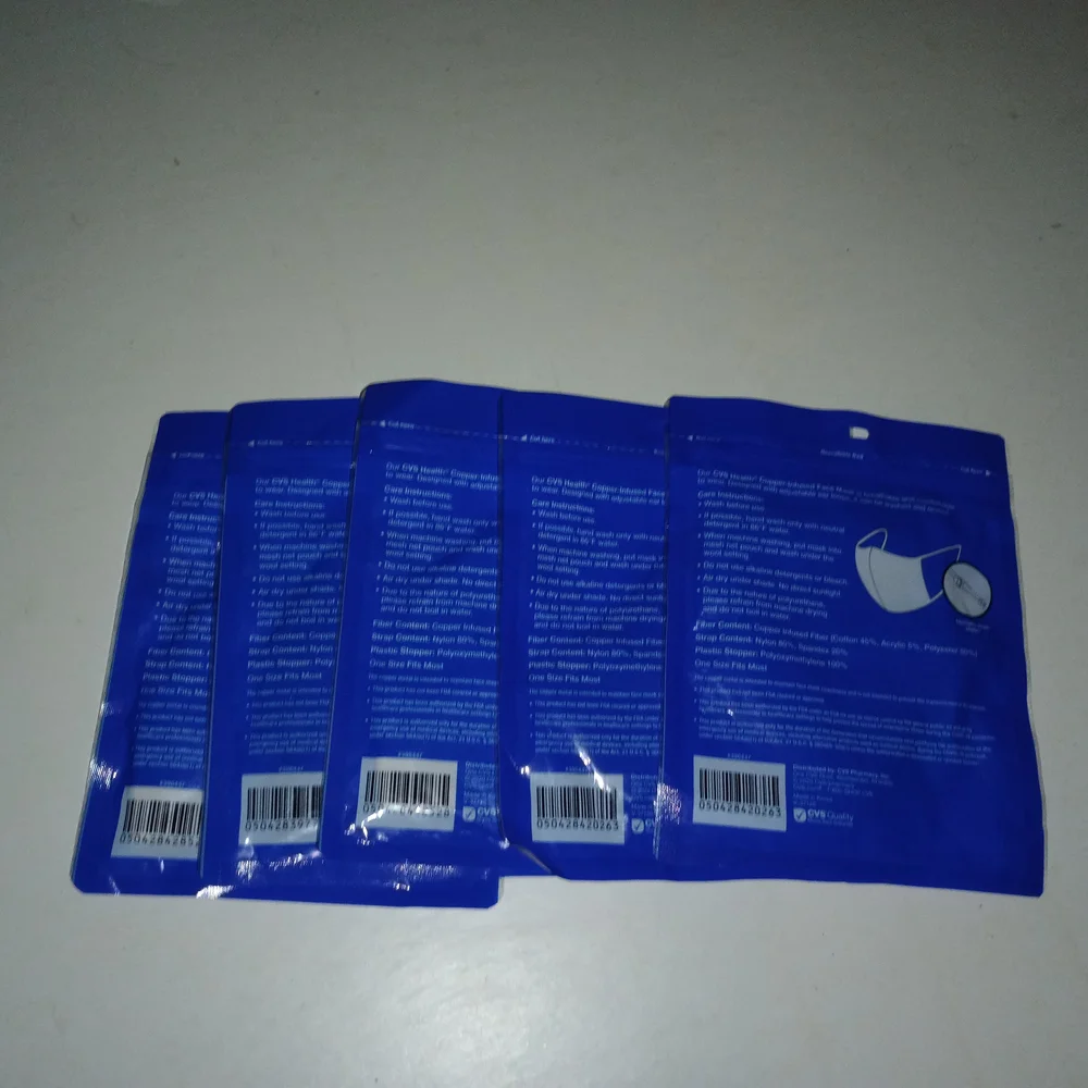 5 packs one size CVS Health Copper-Infused Face Mask - Gray